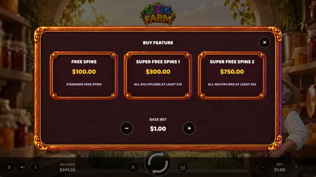 Gem Farm: Buy menu