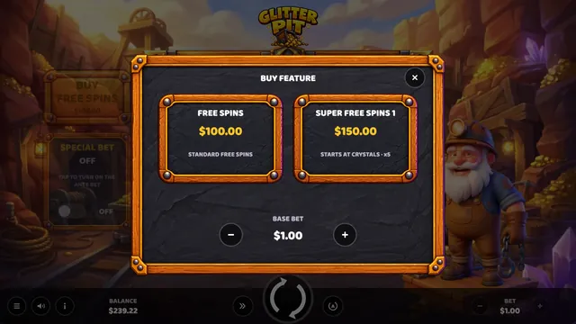 Glitter Pit: Buy menu