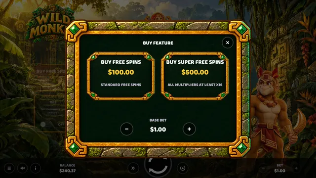 Wild Monkey: Buy menu
